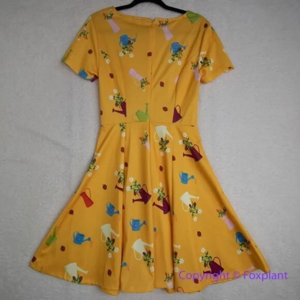 Unique Vintage Gwynnie Bee Garden‎ Party Yellow Dress, M - Picture 10 of 15